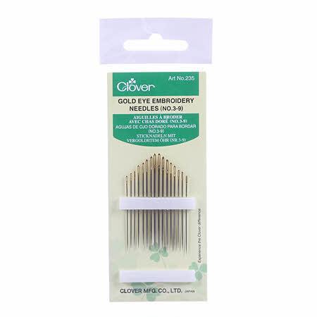 Gold Eye Embroidery Needles, 16 pack, Size 3-9