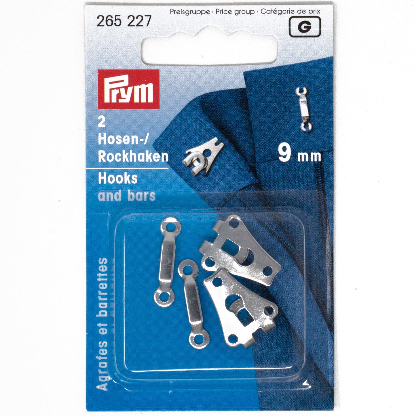 Hook and Bar Closures - 9mm, Silver