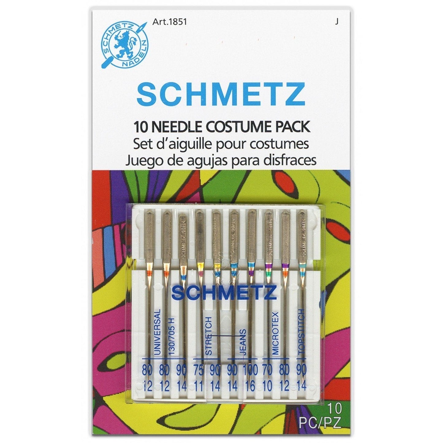 Schmetz Costume Sewing Machine 10 Needle Pack, Assorted