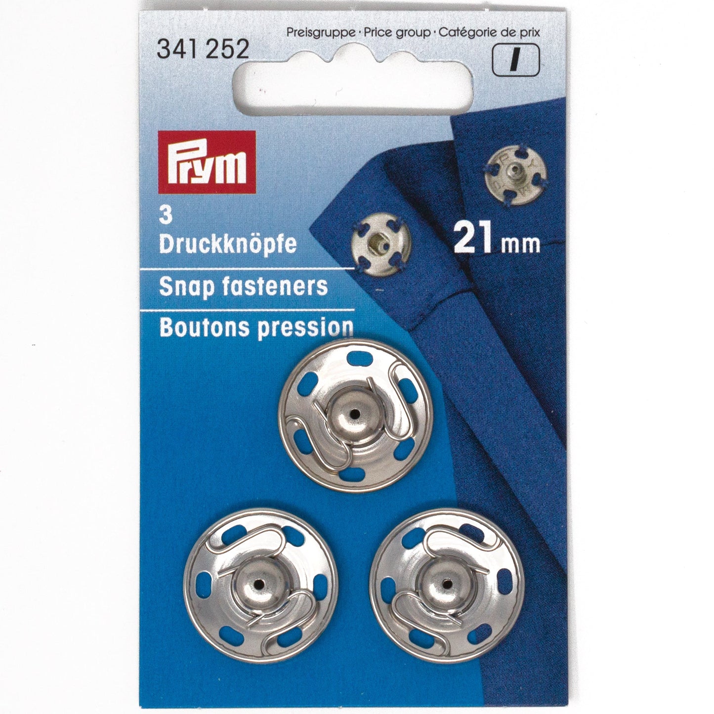 Sew-On Snap Fasteners, 21mm, Silver-Notion-Spool of Thread