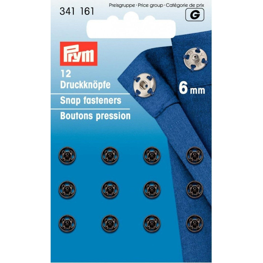 Sew-on Snap Fasteners, 6mm, Black