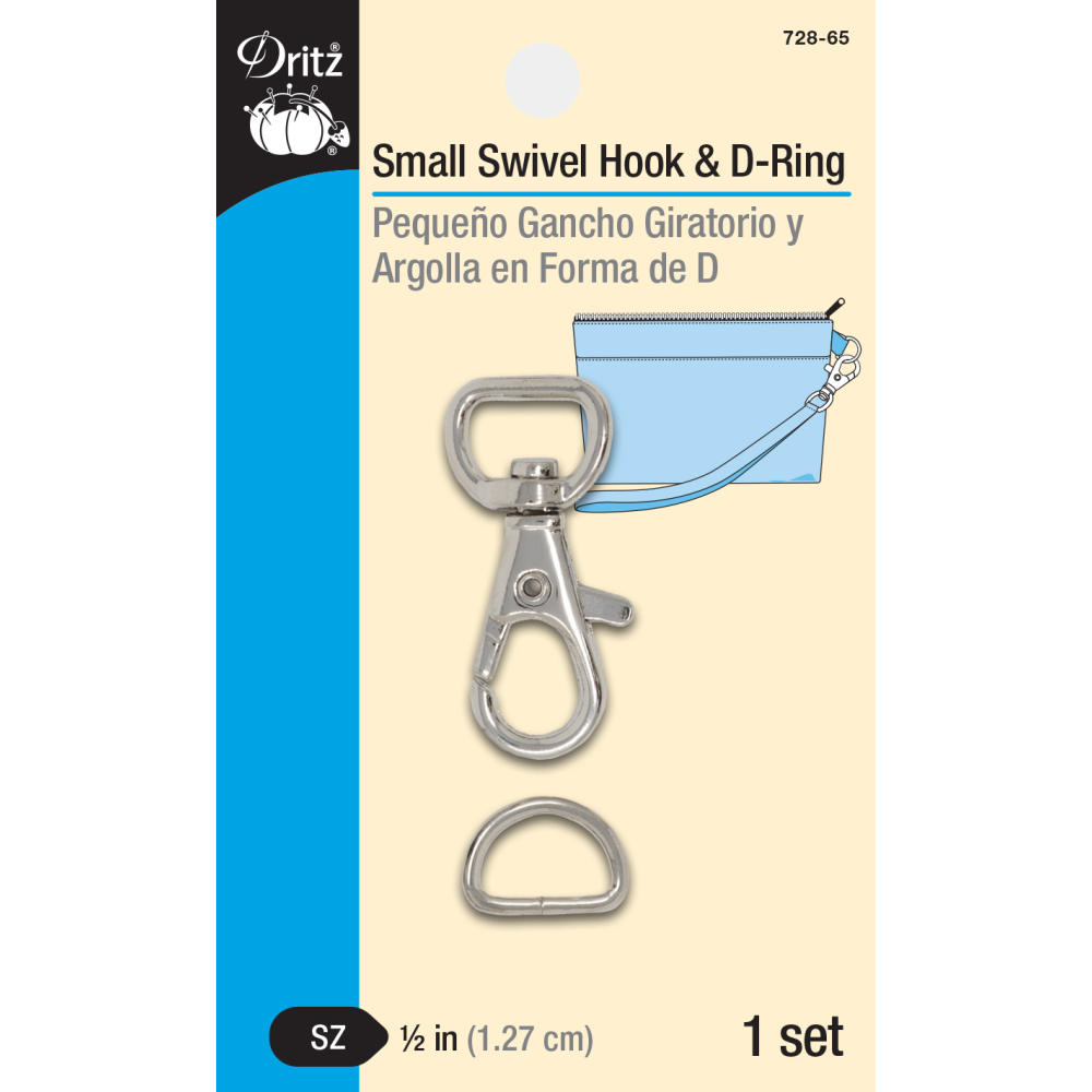 Small Swivel Hook and D-Ring Silver-Notion-Spool of Thread