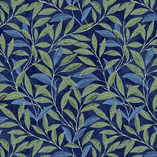 Pomegranate Leaves Navy ½ yd
