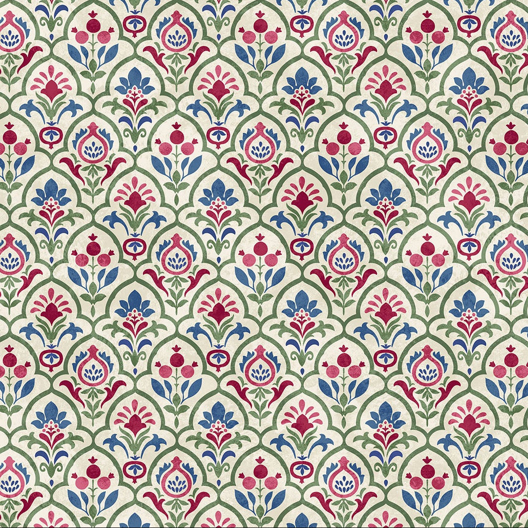 Pomegranate Scallop Cream ½ yd