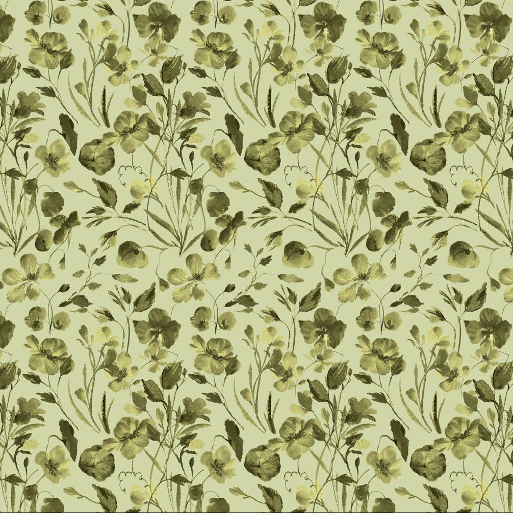 Flourish Vines Green ½ yd