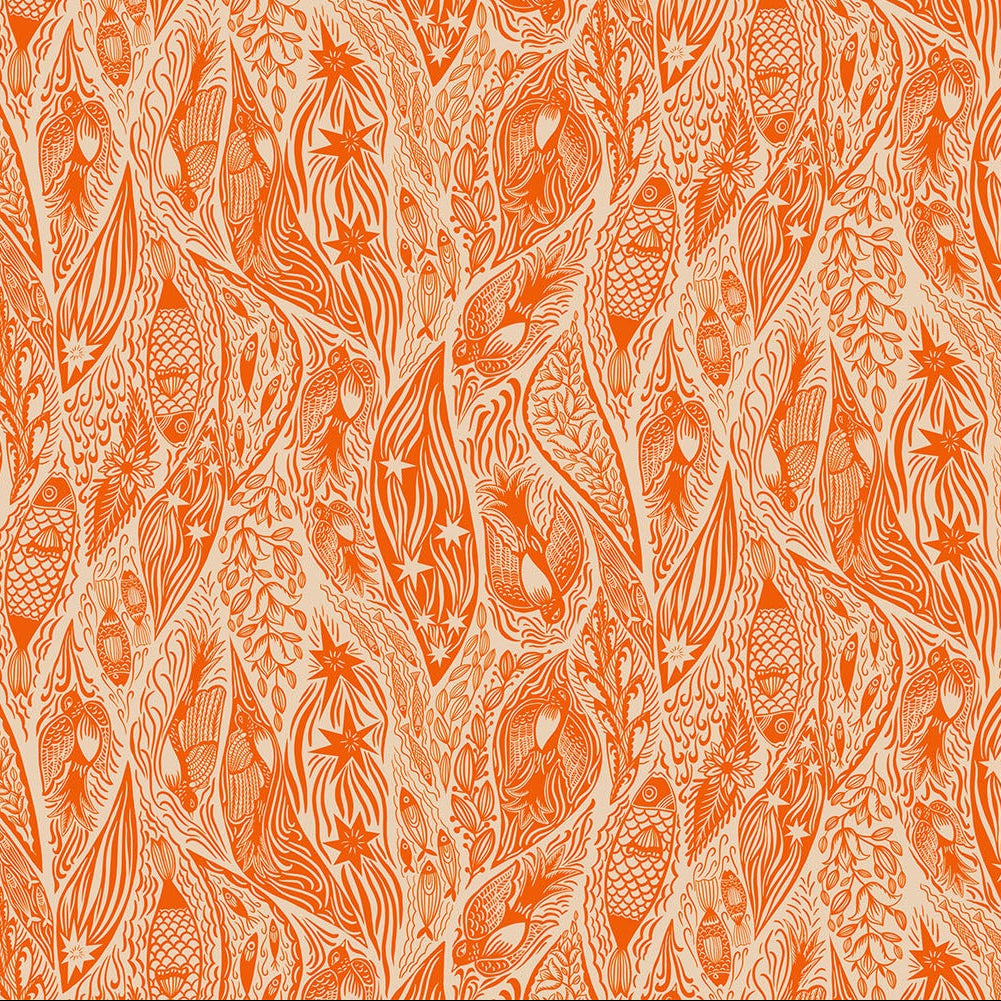 Shooting Star Current Tangerine ½ yd