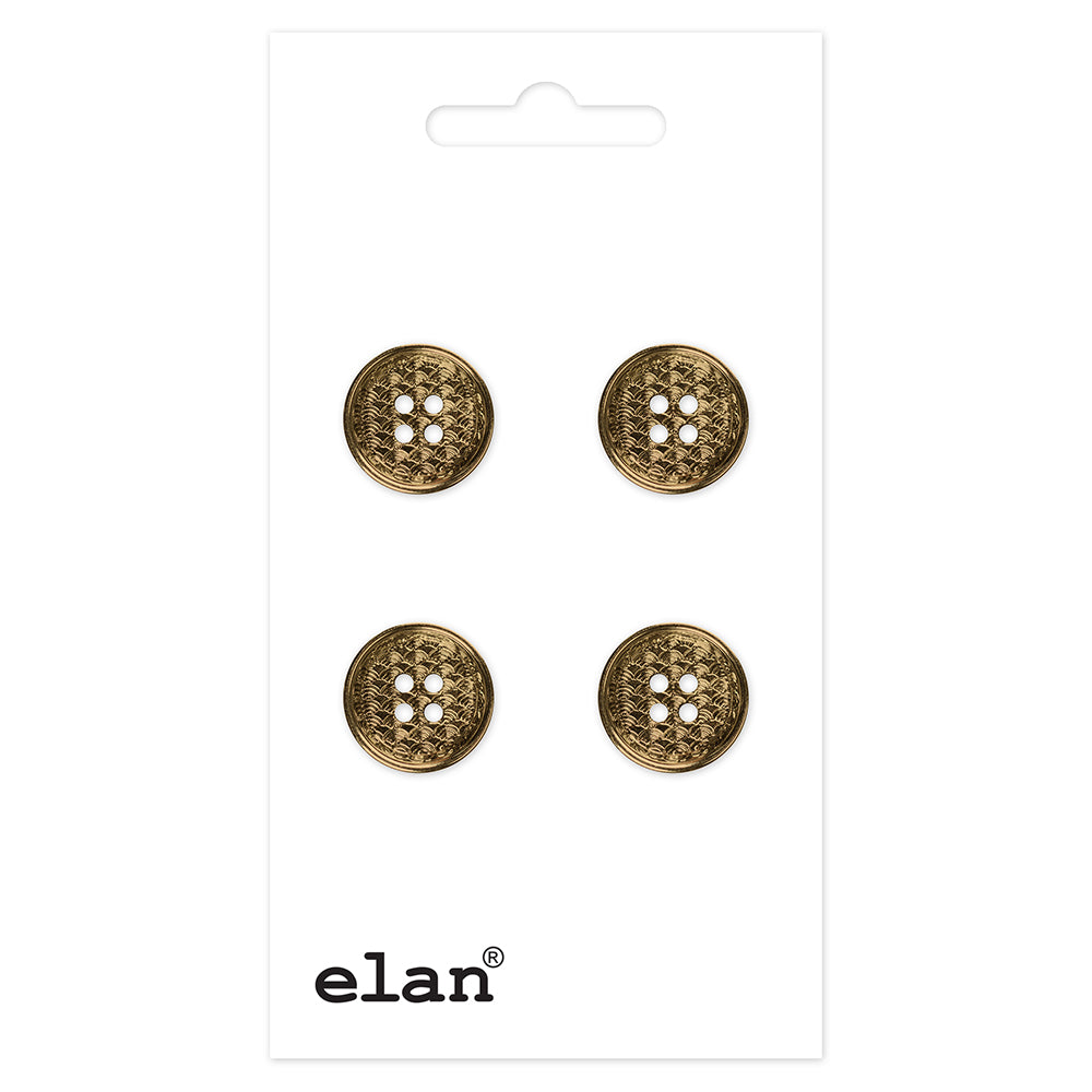 Adept Button - 11.5mm (½″), 4 Hole, Antique Brass - 4 count-Notion-Spool of Thread