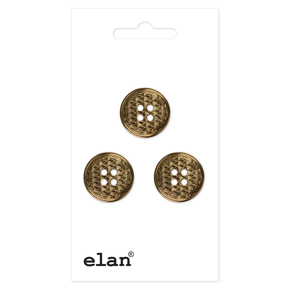 Adept Button - 15mm (⅝″), 4 Hole, Antique Brass - 3 count-Notion-Spool of Thread