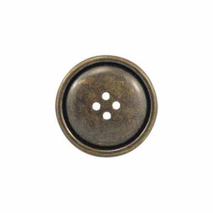 Admirable Button - 28mm (1⅛″), 4 Hole, Antique Brass - 2 count-Notion-Spool of Thread