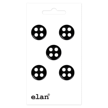 Adorable Button - 12mm (½″), 4 Hole, Black - 5 count-Notion-Spool of Thread