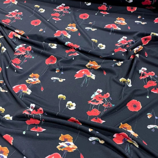 Barriere Polyster Knit Bouquet Black ½ yd-Fabric-Spool of Thread