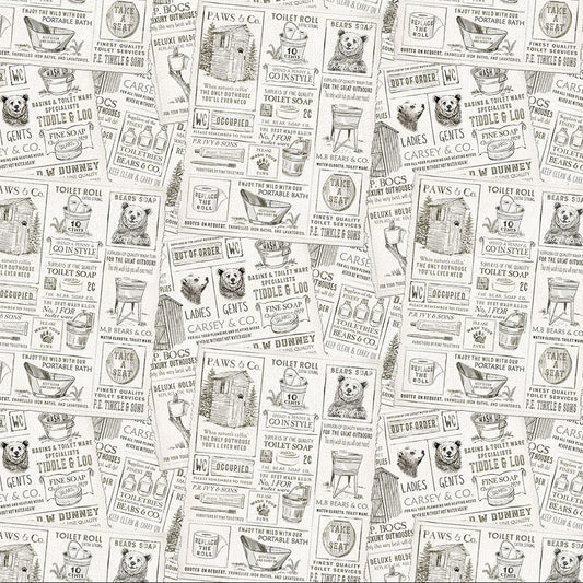 Bear Necessities Newspaper ½ yd-Fabric-Spool of Thread