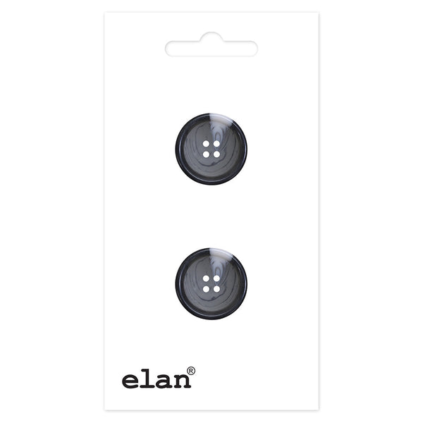 Charming Button - 28mm (1⅛"), 4 Hole, Black - 2 count-Notion-Spool of Thread