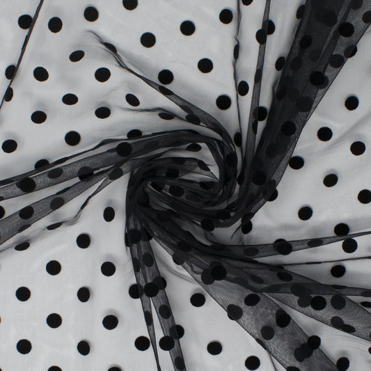Camas Poly Mesh Polka Dot Midnight Black ½ yd-Fabric-Spool of Thread