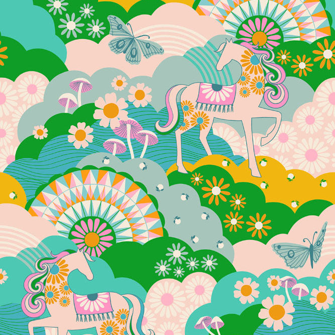 Carousel Turquoise ½ yd-Fabric-Spool of Thread