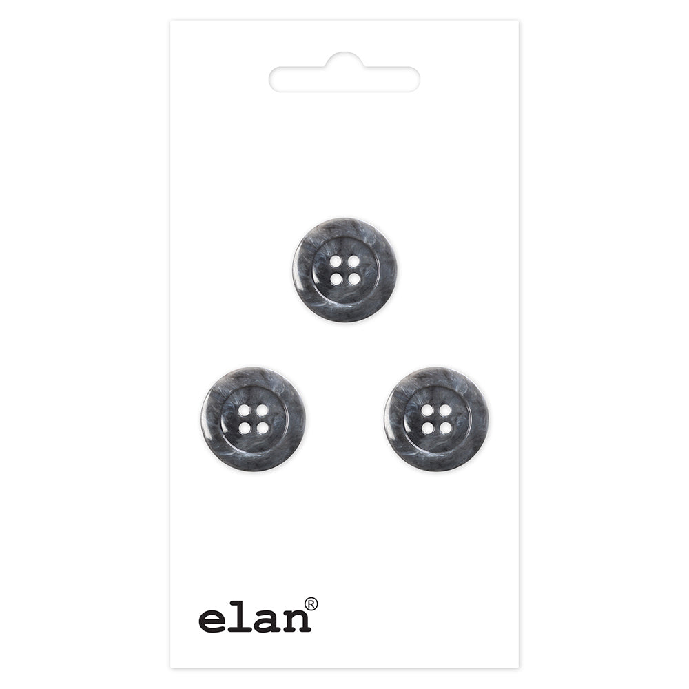 Charismatic Button - 15mm (⅝″), 4 Hole, Grey - 3 count-Notion-Spool of Thread