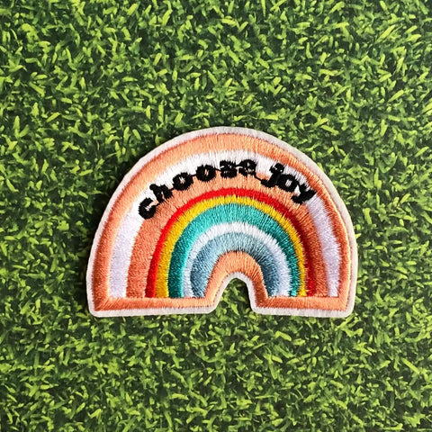 Choose Joy Rainbow Iron-On Embroidered Patch-Notion-Spool of Thread