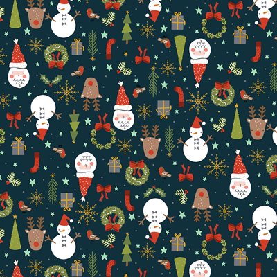 Christmas Lane Holiday Navy ½ yd-Fabric-Spool of Thread