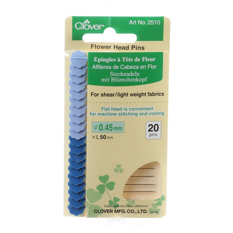 Clover Flower Head Pins 20 count Blue-Notion-Spool of Thread