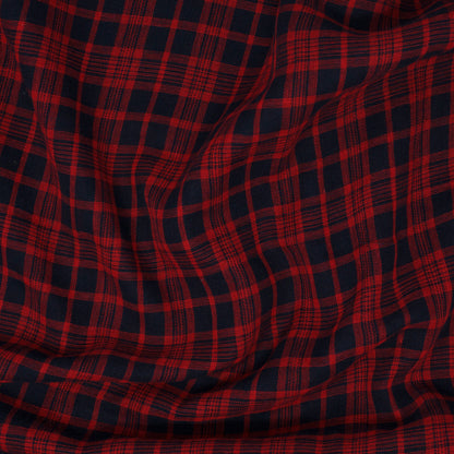 Copper Double Face Cotton Plaid Cranberry and Navy ½ yd-Fabric-Spool of Thread