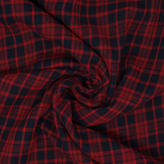 Copper Double Face Cotton Plaid Cranberry and Navy ½ yd-Fabric-Spool of Thread