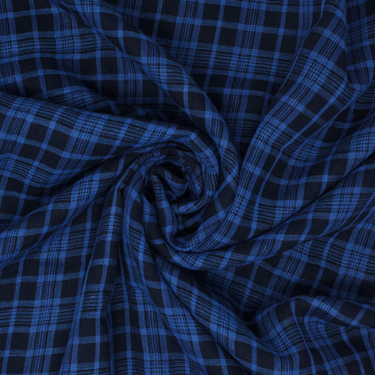 Copper Double Face Cotton Plaid Marine and Navy ½ yd-Fabric-Spool of Thread