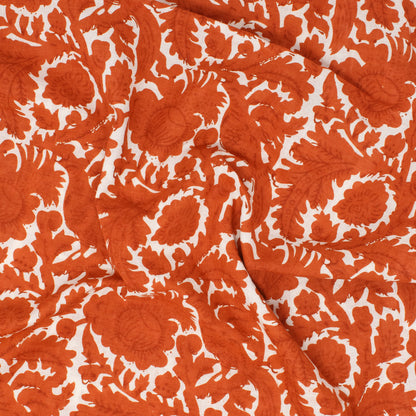 Cotton Block Print Lawn Abstract Floral Pottery ½ yd-Fabric-Spool of Thread