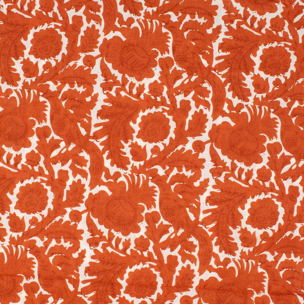 Cotton Block Print Lawn Abstract Floral Pottery ½ yd-Fabric-Spool of Thread