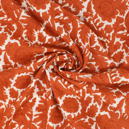 Cotton Block Print Lawn Abstract Floral Pottery ½ yd-Fabric-Spool of Thread