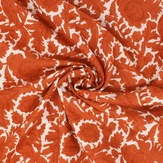 Cotton Block Print Lawn Abstract Floral Pottery ½ yd-Fabric-Spool of Thread