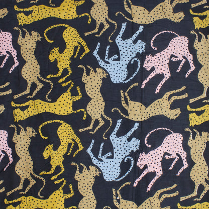 Cotton Block Print Lawn Cheetah Midnight Blue ½ yd-Fabric-Spool of Thread