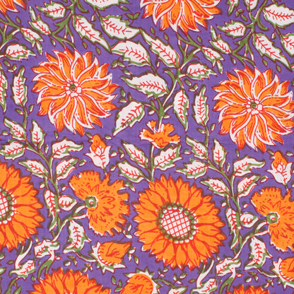 Cotton Block Print Lawn Daisy Sunset ½ yd-Fabric-Spool of Thread