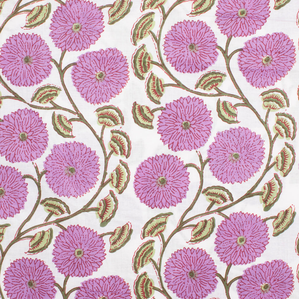 Cotton Block Print Lawn Flower Toss Allium ½ yd-Fabric-Spool of Thread