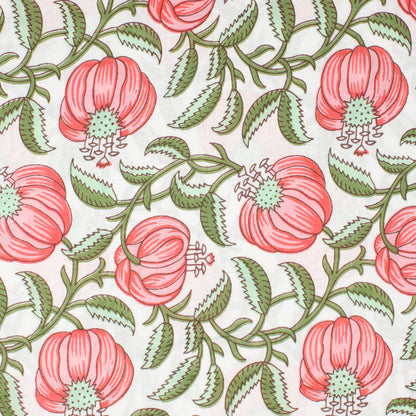 Cotton Block Print Lawn Flower Toss Petal Pink ½ yd-Fabric-Spool of Thread
