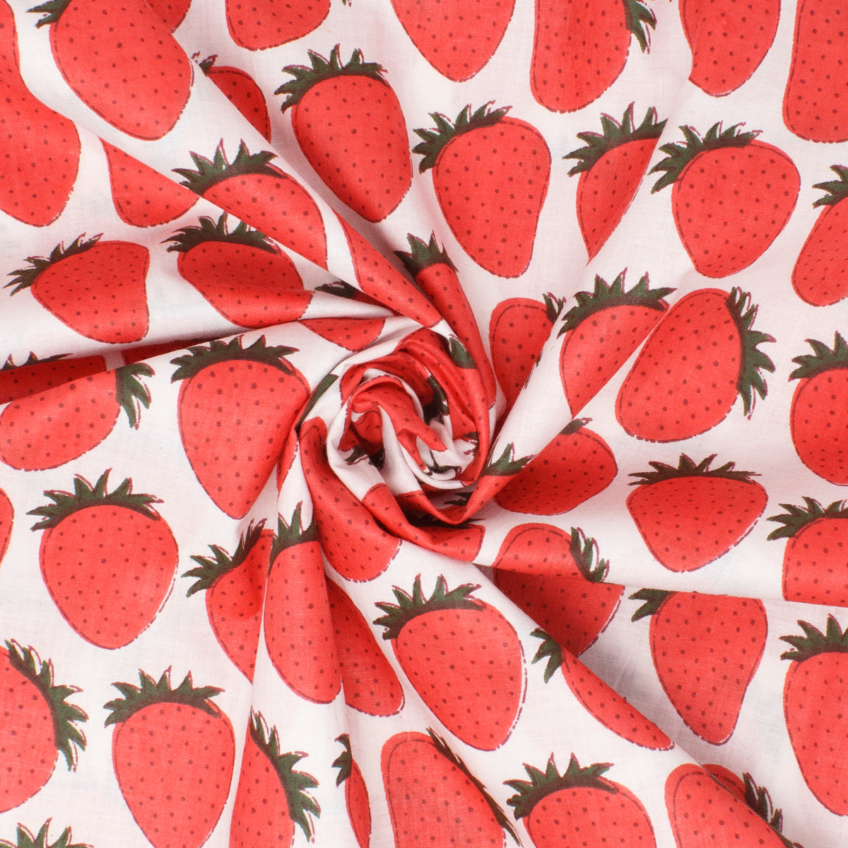 Cotton Block Print Lawn Fresh Strawberry Red ½ yd-Fabric-Spool of Thread