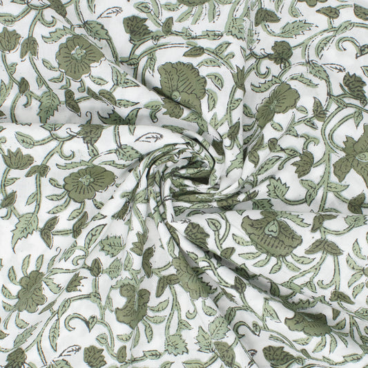 Cotton Block Print Lawn Ivy Hunter ½ yd-Fabric-Spool of Thread
