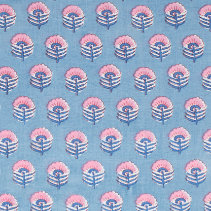 Cotton Block Print Lawn Mini Begonia Light Denim Blue ½ yd-Fabric-Spool of Thread