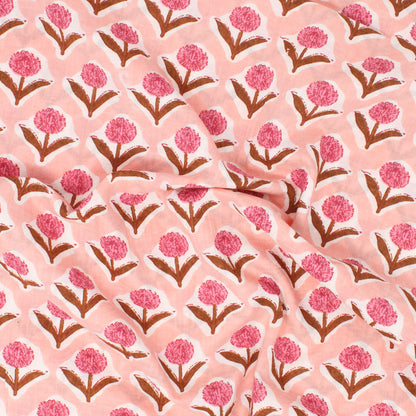 Cotton Block Print Lawn Mini Carnation Pink Peach ½ yd-Fabric-Spool of Thread