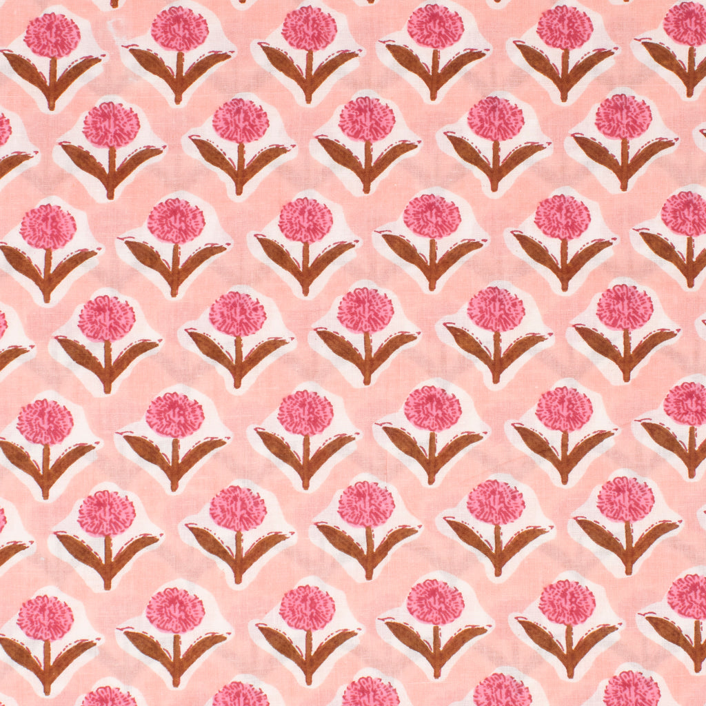 Cotton Block Print Lawn Mini Carnation Pink Peach ½ yd-Fabric-Spool of Thread