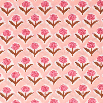 Cotton Block Print Lawn Mini Carnation Pink Peach ½ yd-Fabric-Spool of Thread