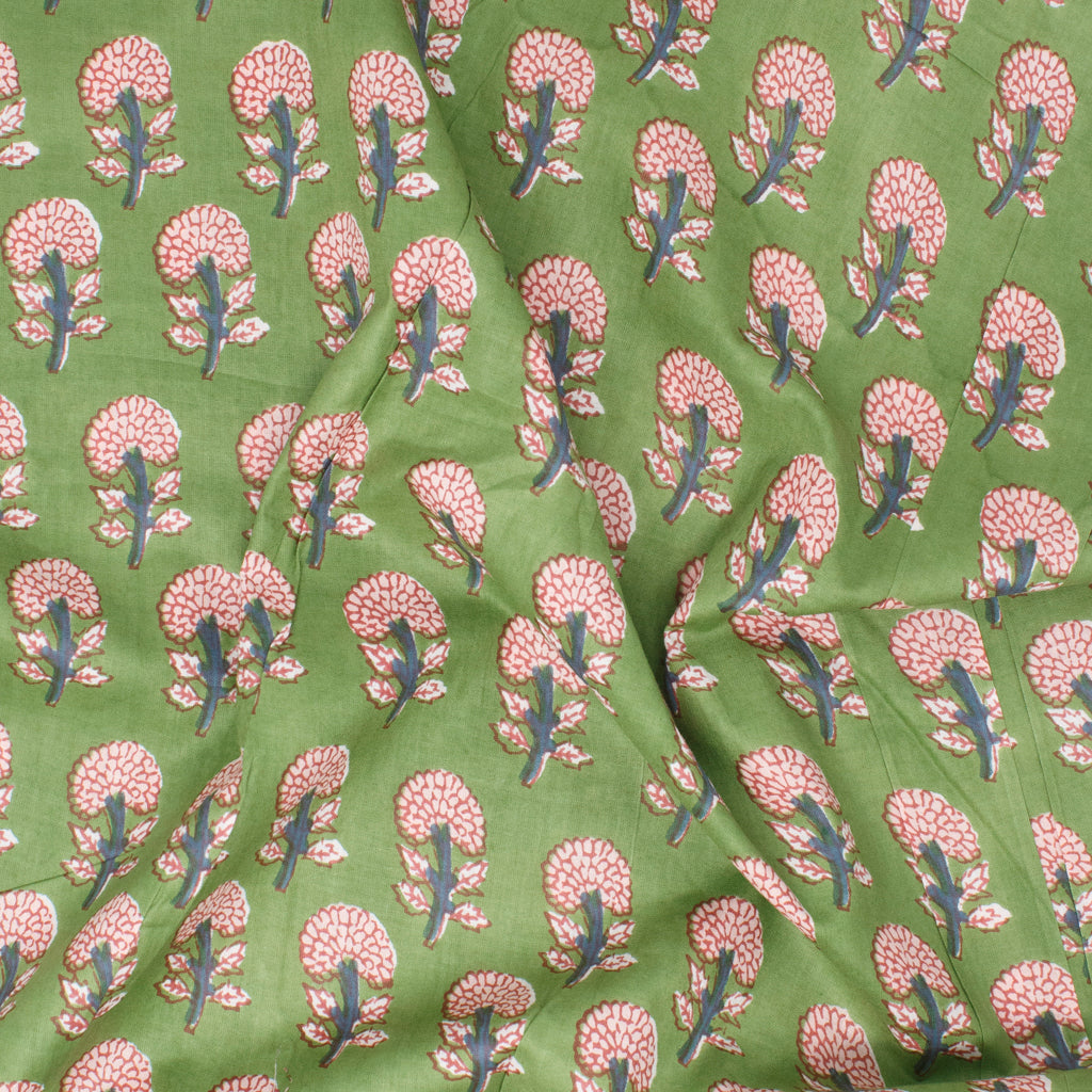 Cotton Block Print Lawn Mini Daisy Apple Green ½ yd-Fabric-Spool of Thread
