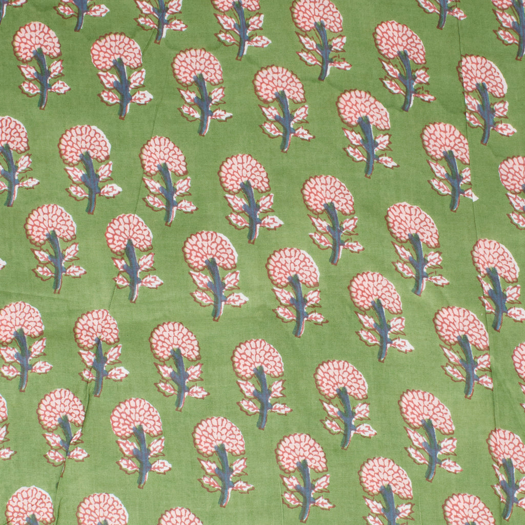 Cotton Block Print Lawn Mini Daisy Apple Green ½ yd-Fabric-Spool of Thread