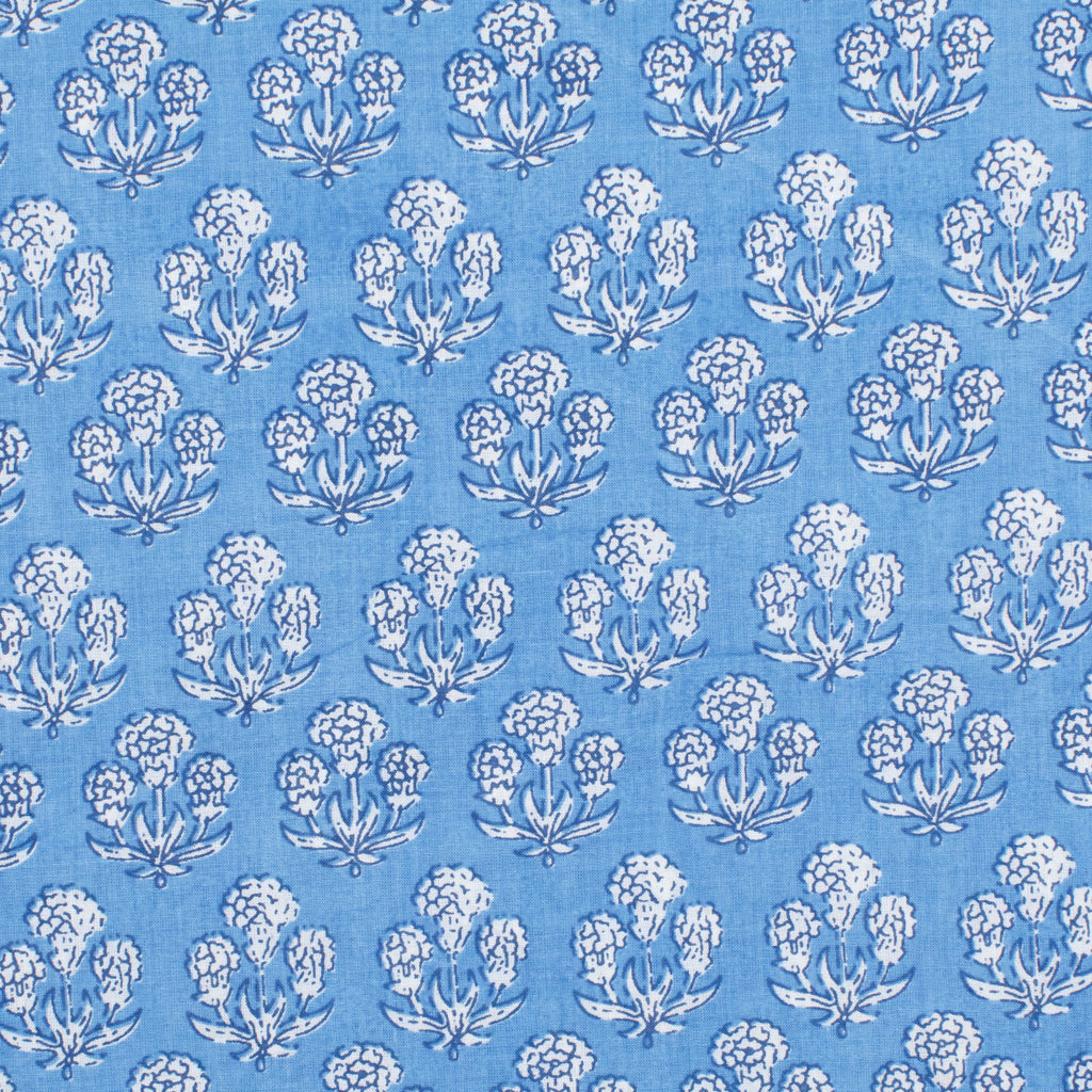Cotton Block Print Lawn Mini Floral Bunch Sky Blue ½ yd-Fabric-Spool of Thread