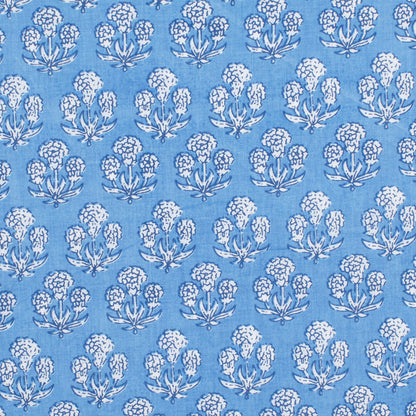 Cotton Block Print Lawn Mini Floral Bunch Sky Blue ½ yd-Fabric-Spool of Thread