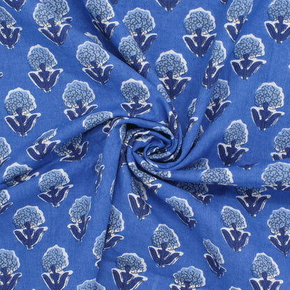 Cotton Block Print Lawn Mini Hydrangea Cornflower Blue ½ yd-Fabric-Spool of Thread