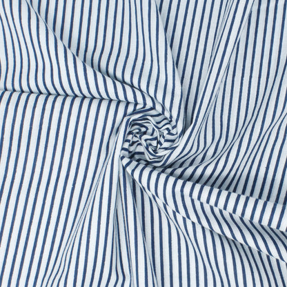 Cotton Block Print Lawn Mini Stripe Marine ½ yd-Fabric-Spool of Thread