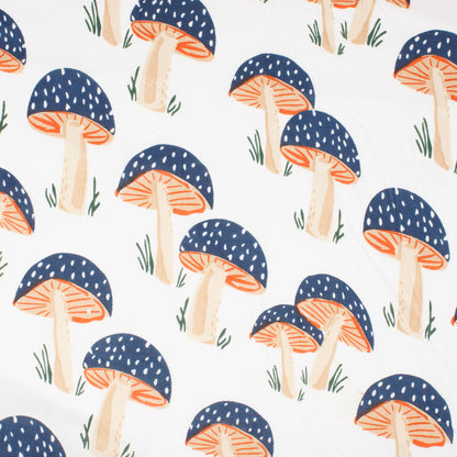 Cotton Block Print Lawn Mushroom Cream Navy ½ yd-Fabric-Spool of Thread