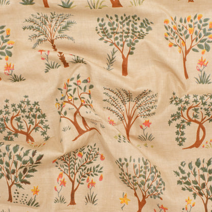 Cotton Block Print Lawn Orchard Camel ½ yd-Fabric-Spool of Thread