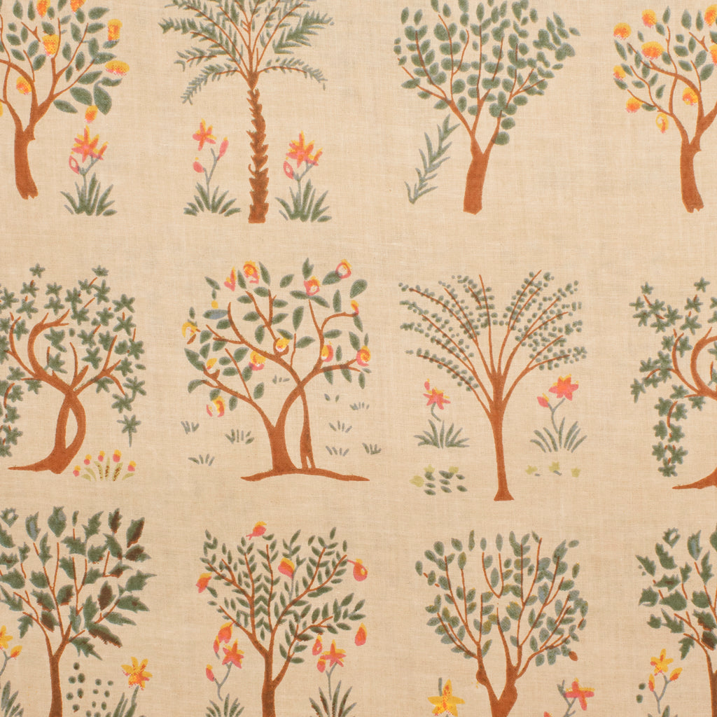 Cotton Block Print Lawn Orchard Camel ½ yd-Fabric-Spool of Thread