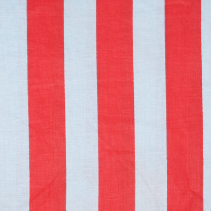 Cotton Block Print Lawn Stripe Baby Blue Red ½ yd-Fabric-Spool of Thread